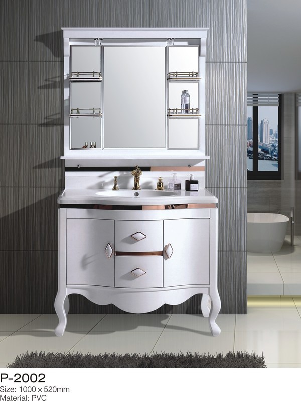 Slim White PVC Bathroom Vanity , 18 Inch 19 Inch Deep Bathroom Vanity