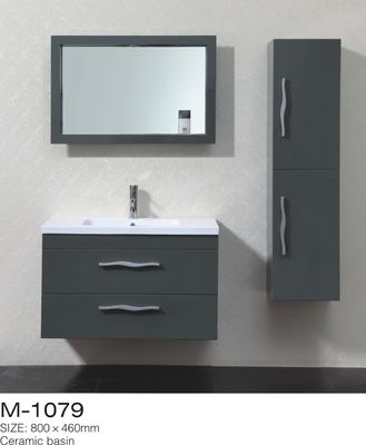 Wall Mounted White Premade Bathroom Vanities And Cabinet Sets , Bathroom Side Cabinet