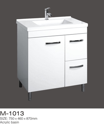 Rustic MDF Bathroom Vanity , Waterproof Bathroom Furniture Steel Feet Acrylic Basin
