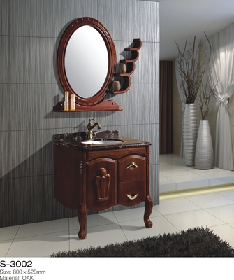 24 Inch 48 Inch Solid Wood Bathroom Vanity One Door Two Drawer Circle Mirror Ceramic Basin