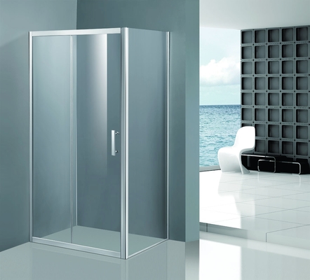 Shinning Glass Shower Enclosures , Chrome Framed Shower Enclosure Coner Sliding Open