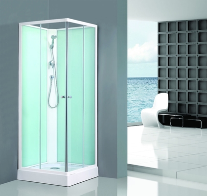 Square Bathroom All Glass Shower Enclosures PVC Middle Panel White Back Painting