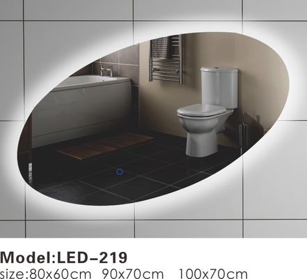 Oblique Oval Touch LED Bathroom Mirror , LED Backlit Vanity Mirror Optional