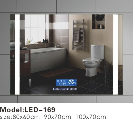 Bathroom Mirrors With Led Lights And Demister Motion Sensor , Rectangle Light Up Mirror
