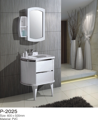 High End Plastic Bathroom Vanity Cabinets 5mm Mirror Floor Mounting White Color