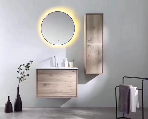 Custom Build Plywood Bathroom Vanity , Wall Mounted Round In Wall Bathroom Mirror Cabinet