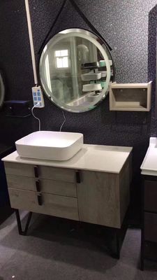 Home Premade Bathroom Vanities Mounted Above Counter Basin Circle Mirror