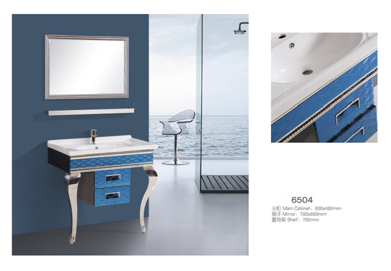 202 Stainless Steel Floor Standing Bathroom Cabinets 800*460mm By Shelf