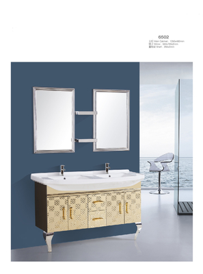 Double Sinks Stainless Steel Bathroom Vanity Cabinet Mirrors Mosaic Framed